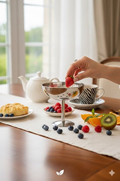 ÖZBURAK Steel High Footed Turkish Delight Bowl, Catering Bowl, Presentation Bowl, Ice Cream Bowl & Bowl Diameter: 13 cm Height: 13 cm