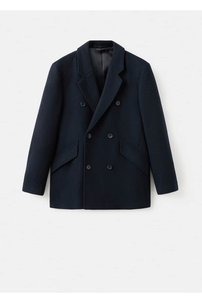 MANGO Man Yün karışımlı kruvaze palto