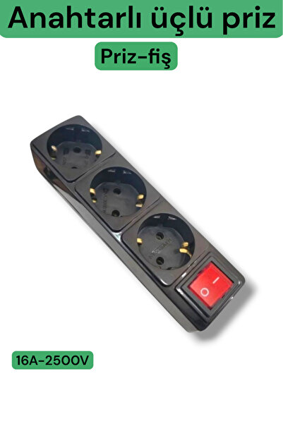 EKODİZAYN Ekodizayn üçlü anahtarlı topraklı priz-fiş.