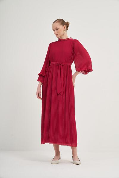 FTZ WOMEN Kadın Plise Şifon Elbise ARGUVAN 31019