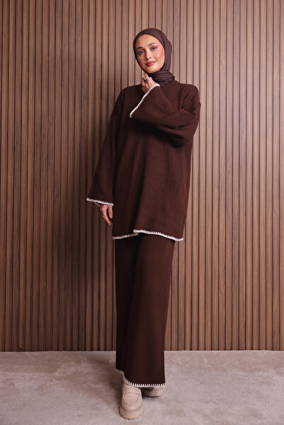 Balenbi Γυναικείο Σετ Πλεκτό Ισπανικό Μανίκι Τζιλάτο oversized Ράβδων 1147