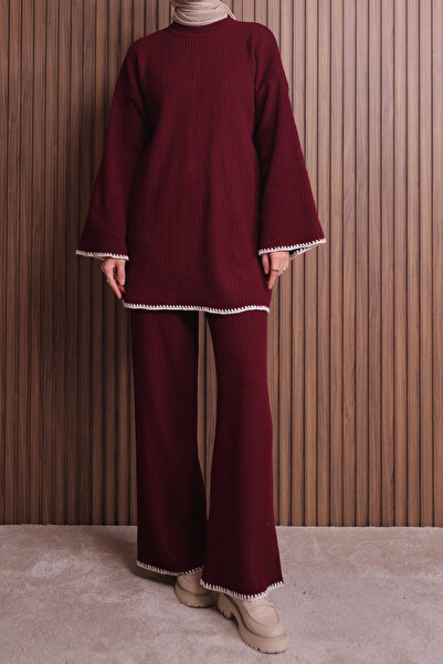 Balenbi Γυναικείο Σετ Πλεκτό Ισπανικό Μανίκι Τζιλάτο oversized Ράβδων 1147