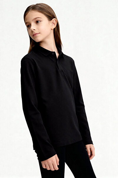 TOMMY LIFE Basic Polo Neck 2-Pack Black-Cagla Unisex Children's T-Shirt - 11170