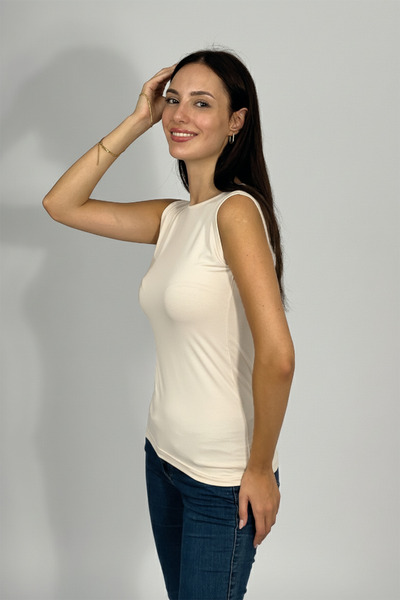 Betimoda Women's Zero Sleeve Crew Neck Body Ecru 1 Piece