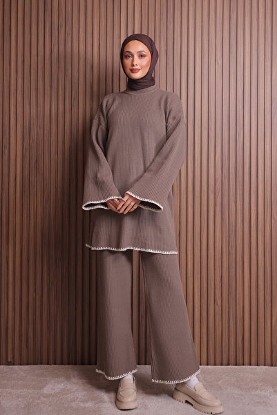 Balenbi Γυναικείο Σετ Πλεκτό Ισπανικό Μανίκι Τζιλάτο oversized Ράβδων 1147