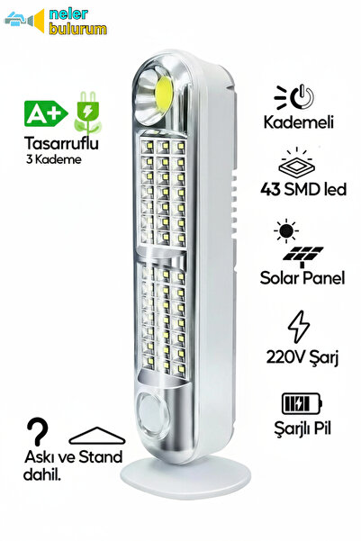 nelerbulurum GÜNEŞ ENERJİLİ VE ŞARJLI 42 LEDLİ SOLAR IŞILDAK AYDINLATMA KAMP LAMBASI
