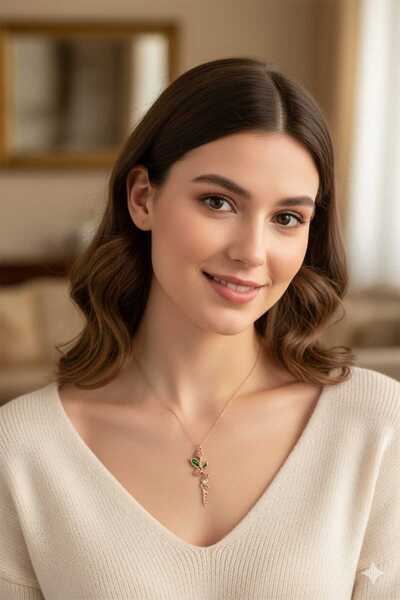 Papatya Silver 925 Ayar Gümüş Rose Kaplama Özel Tasarım Kalp Doğum Taşlı Mine...