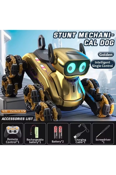 Stunt Robot dog sensörlü Uzaktan kumandalı şarjlı 8 teker akrobat köpek müzikli ve led ışıklı köpek araba