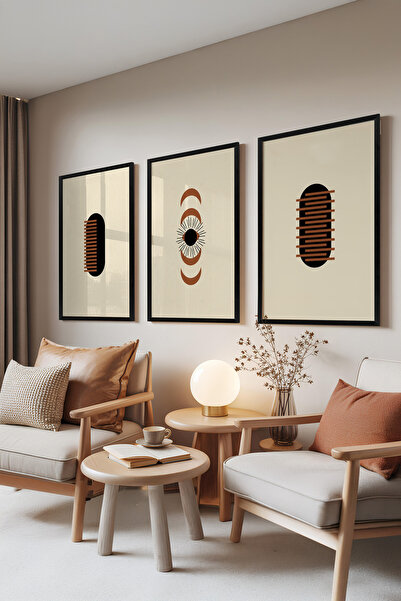 Zestia Set de 3 tablouri cu ramă neagră, Cosmic Balance – Ciclul Lunii și Soa...