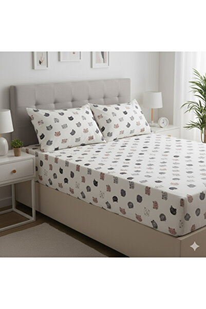 pınarhome collectıon ''Pazen'' Fabric 100% Cotton (Nostalgic Patterns That Will Remind You of 90S) Elastic Fitted Sheet+ Pillowcase)