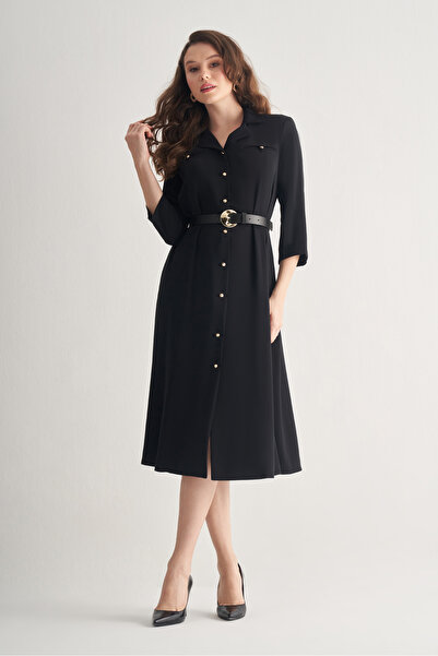 UTOPIAN Kemerli Truvakar Midi Elbise