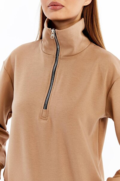 Maison La Femme Women's zip-up crewneck sweatshirt