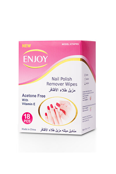 Enjoy Nail Polish Remover Wipes – 18 PCS – Acetone-Free with Vitamin E for Gentle Nail Ca
