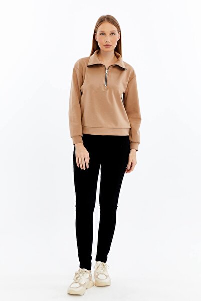 Maison La Femme Women's zip-up crewneck sweatshirt