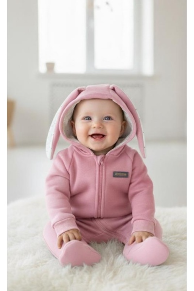 genybaby Unisex Bebek Tavşan Kulaklı Unisex Tulum