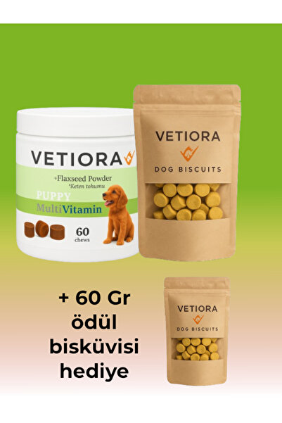 VETIORA Yavru Köpeklere Özel Multivitamin Güçlü Bağışıklık ve Sağlıklı Tüyler. Çiğnenebilir Tablet, 150 Gr