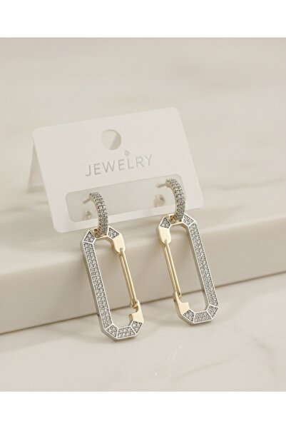 Rua Jewelry Özel Seri Pirinç Rodyum Kaplama Küpe | 14 Ayar Altın Renk | Karar...