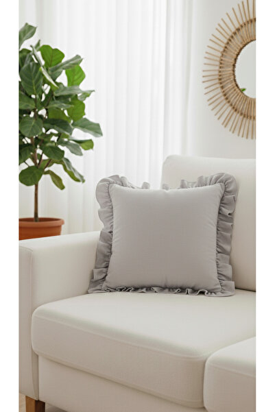 ALTINPAMUK Bohemian Gray Square Milano Frilly Throw Pillow Cover