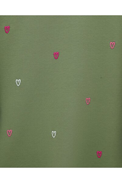 Modamorfo Round Neck Heart Patterned Combed Cotton Tunic -Çağla Y.