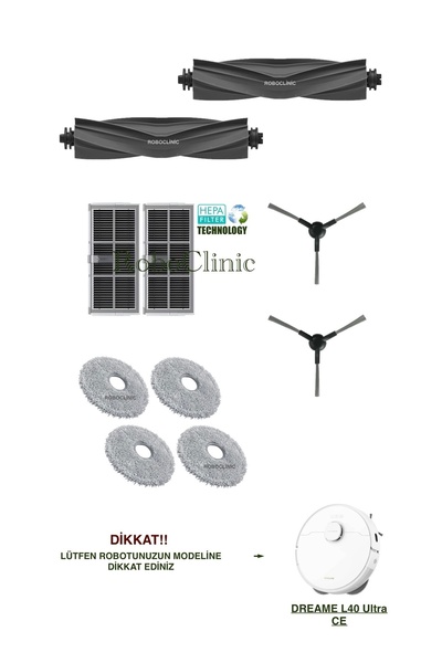 Roboclinic Perie de schimb compatibilă cu aspiratorul robot Dreame L40 Ultra ...