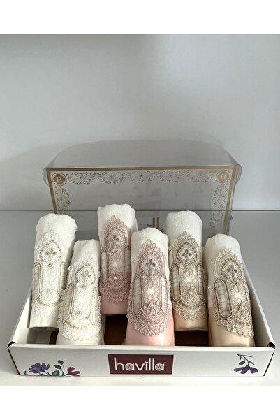 SERENART HOME Havi̇lla 6-Piece Kitchen Towel Set with Lace Box
