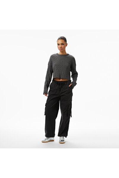 Tommy Hilfiger Loose Cargo Kadın Siyah Pantolon