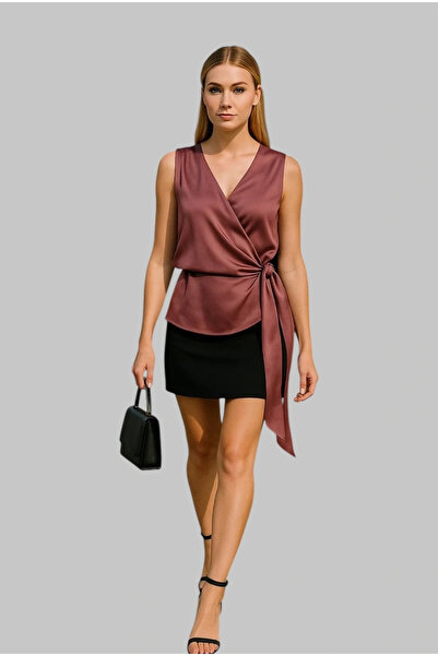 Jessica Dafer Megane Krep Saten Kruvaze Bluz