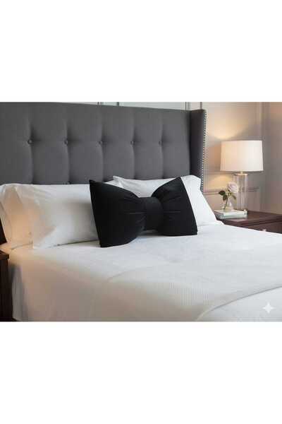 Hobizer Decorative Throw Pillow Bow Pouf Cushion 50X40 cm