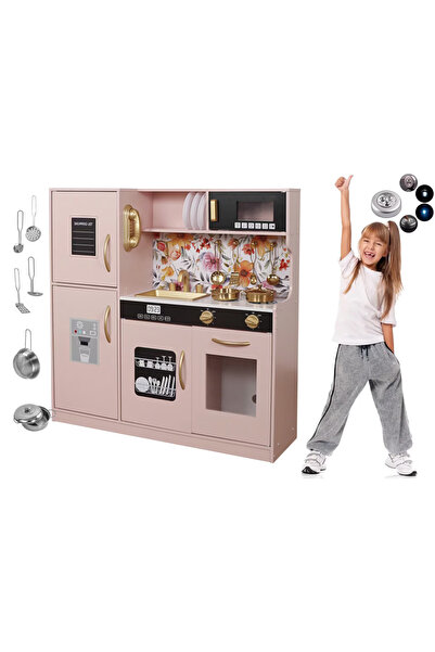 İSP Bucatarie din lemn, 81 cm, "LikeSmart Triple Kitchen ", Lampa LED, Roz