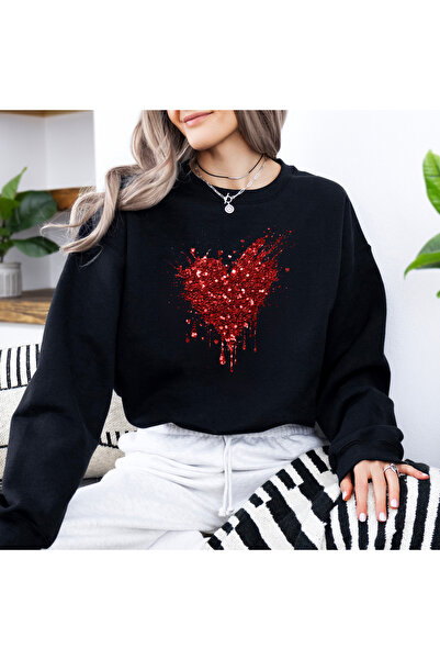 DD Secret Hanorac oversize pentru femei cu imprimeu cu inimă