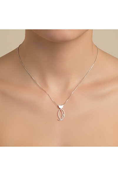 TabiTela 925 Ayar gümüş kolye kedi SM587