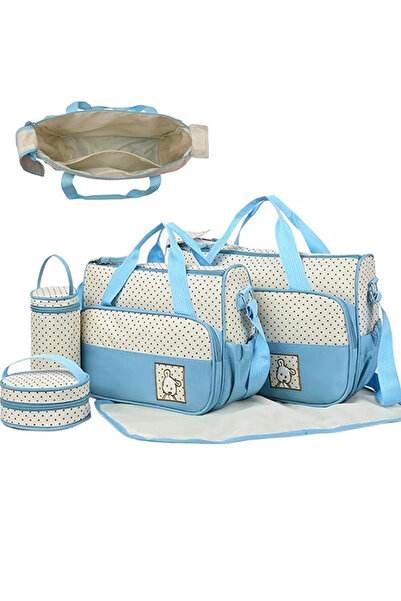 AVYRA Set Genti Bebe 5 Piese Pentru Maternitate Cu Geanta Scutece, Izolator Biberon, Pad Schimbat