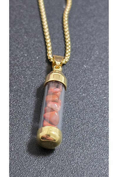 stainles steel قلادة طويلة من الفولاذ الشفاف على شكل أنبوب من الحجر الطبيعي ا...