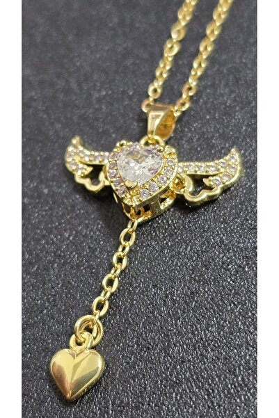 stainles steel Kalp Kanat Desenli Paslanmaz Çelik Kolye