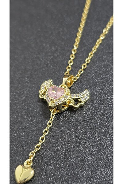 stainles steel Kalp Kanat Desenli Paslanmaz Çelik Kolye