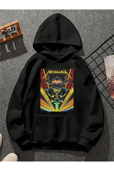 COMVİCHO سويت شيرت ميتاليكا82 مطبوع للجنسين