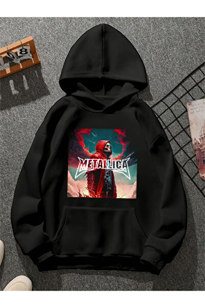 COMVİCHO سويت شيرت ميتاليكا33 مطبوع للجنسين