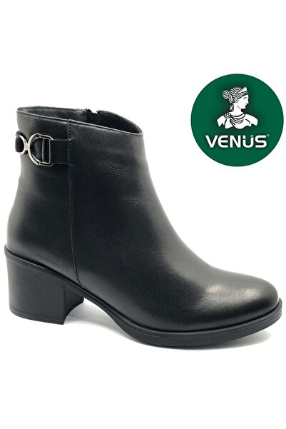 Venüs Arsendo Genuine Leather Orthopedic Heeled Women's Boots Black