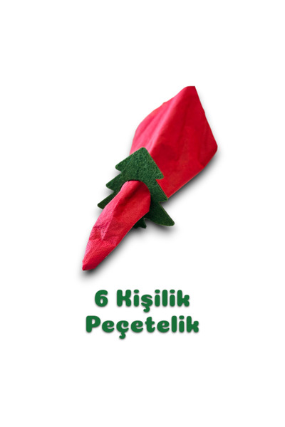 Karter İnovasyon Christmas Themed American Dinnerware Set for 6 People, 24 Pieces Green, Christmas Ornament, Christmas Decor