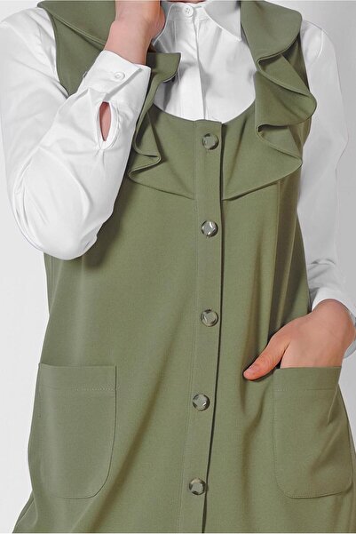 TRENDTESETTÜR WOMEN'S KHAKI (A.KHAKI) COLLAR WITH FLUFFY VEST T 4184