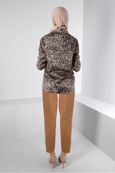 TRENDTESETTÜR WOMEN'S COFFEE (CAMEL) SATIN BLUZ T 43410