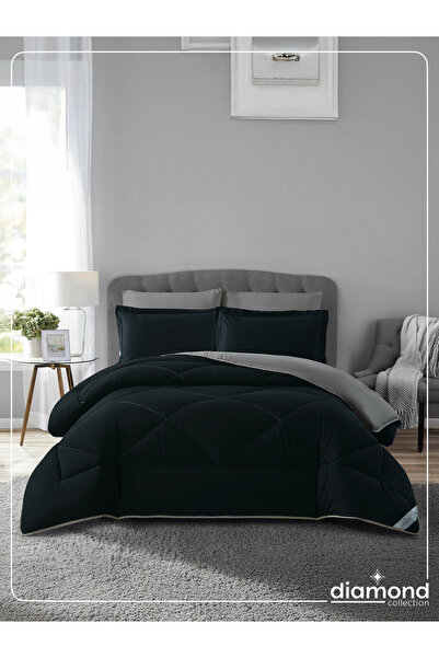 Donetella طقم لحاف من 6 قطع - مقاس كينج 260 × 240 سم، مصنوع من الألياف الدقيقة، مبطن بحشوة 350 جرامًا للمتر المربع