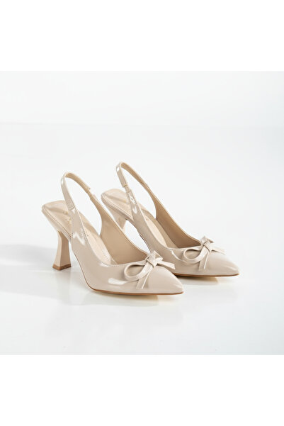 sv savves Pantofi sport cu toc subțire cu fundă pentru femei Julia Beige