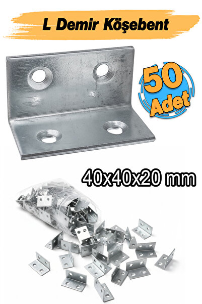 Badem10 (50 ADET) Metal Köşebent 40x20x20 mm L Demiri Gönye Mobilya Dolap Duv...