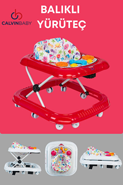 Calvin Baby Balıklı Yürüteç Örümcek Bebek Yürüteç 3 Kademeli Oyuncaklı 10 Tek...