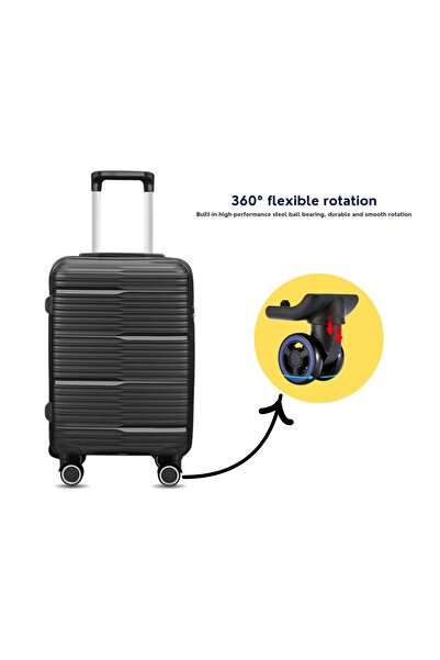 ORAMI Light-Weight 3-Piece Polypropylene Trolley Luggage Set – 20″, 24″ & 28″ – grey