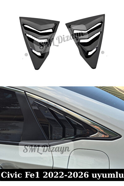 SML Dizayn 2022-2023-2024-2025 Honda Civic Fe1 Kelebek Cam Vizörü Kaplama Pla...