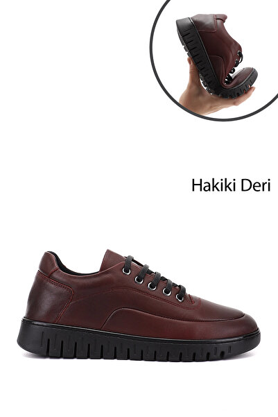 GÖNDERİ(R) Women's Burgundy Lace-Up Genuine Leather Comfort Shoes
