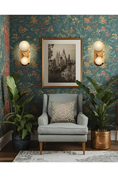 MİRAN HOME Çift Küreli Rose Duvar Apliği/Modern Duvar Lambası/Eskitme-Gold-Gü...