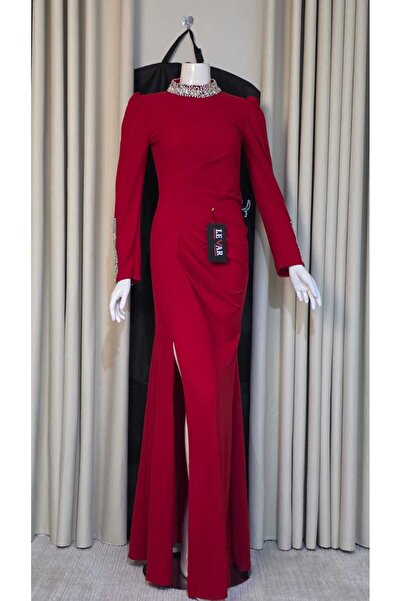 LEVAR Hand-embroidered crepe evening dress